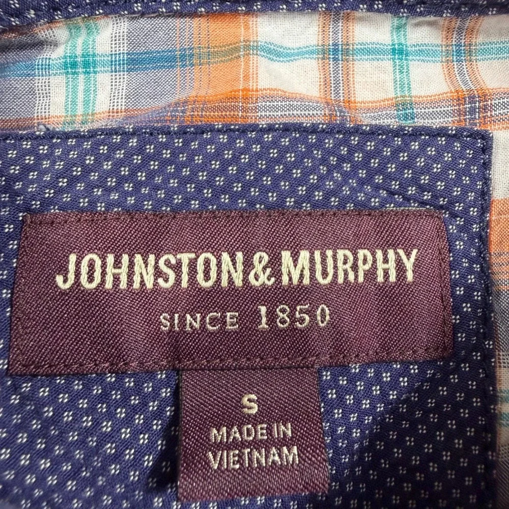 Johnston &‎ Murphy Mens Plaid Short Sleeve Button Up Shirt Size S